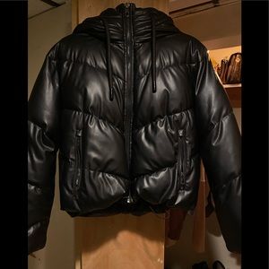 Zara Faux Leather Puffer Jacket